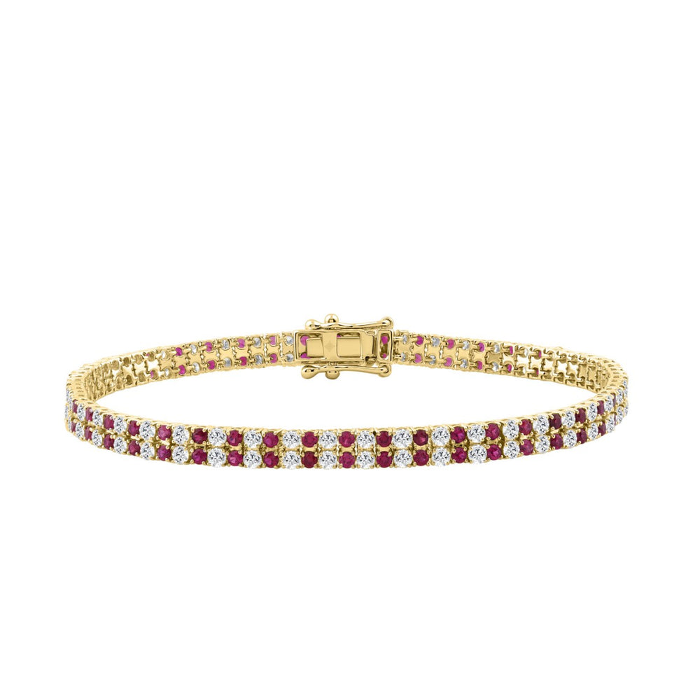 14K YELLOW GOLD 5 3/4CT ROUND/RUBY ROUND DIAMOND LADIES BRACELET (RUBY ROUND DIAMOND 2 3/4CT)