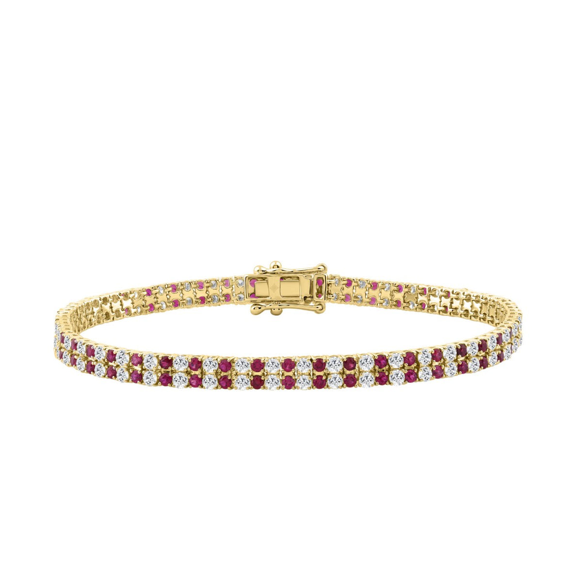 14K YELLOW GOLD 5 3/4CT ROUND/RUBY ROUND DIAMOND LADIES BRACELET (RUBY ROUND DIAMOND 2 3/4CT)
