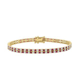 14K YELLOW GOLD 5 3/4CT ROUND/RUBY ROUND DIAMOND LADIES BRACELET (RUBY ROUND DIAMOND 2 3/4CT)