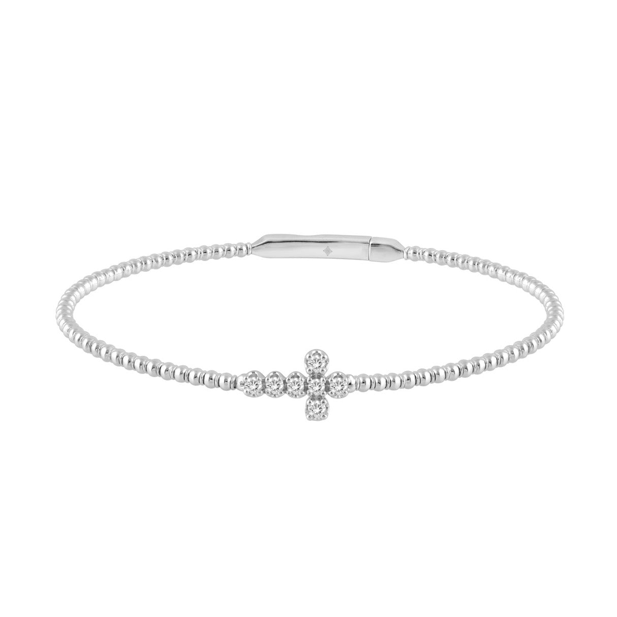 14K WHITE GOLD 1/6CT ROUND DIAMOND LADIES BANGLE