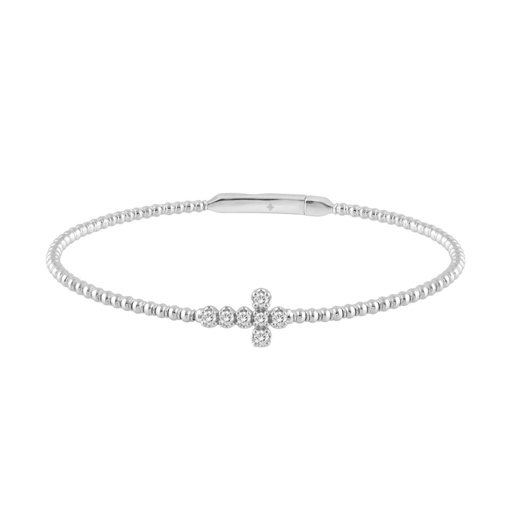 14K WHITE GOLD 1/6CT ROUND DIAMOND LADIES BANGLE
