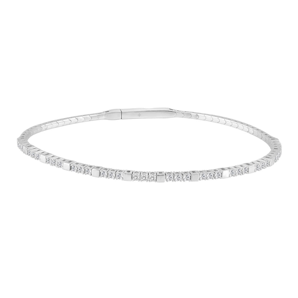 14K WHITE GOLD 5/8CT ROUND DIAMOND LADIES BANGLE