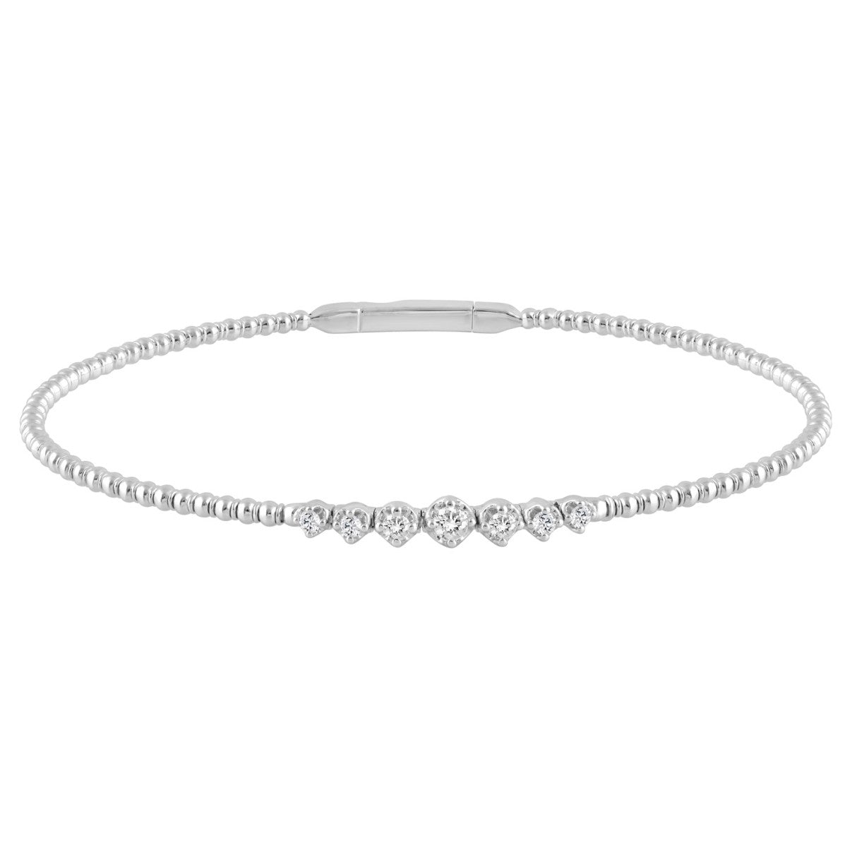 14K WHITE GOLD 1/4CT ROUND DIAMOND LADIES BANGLE