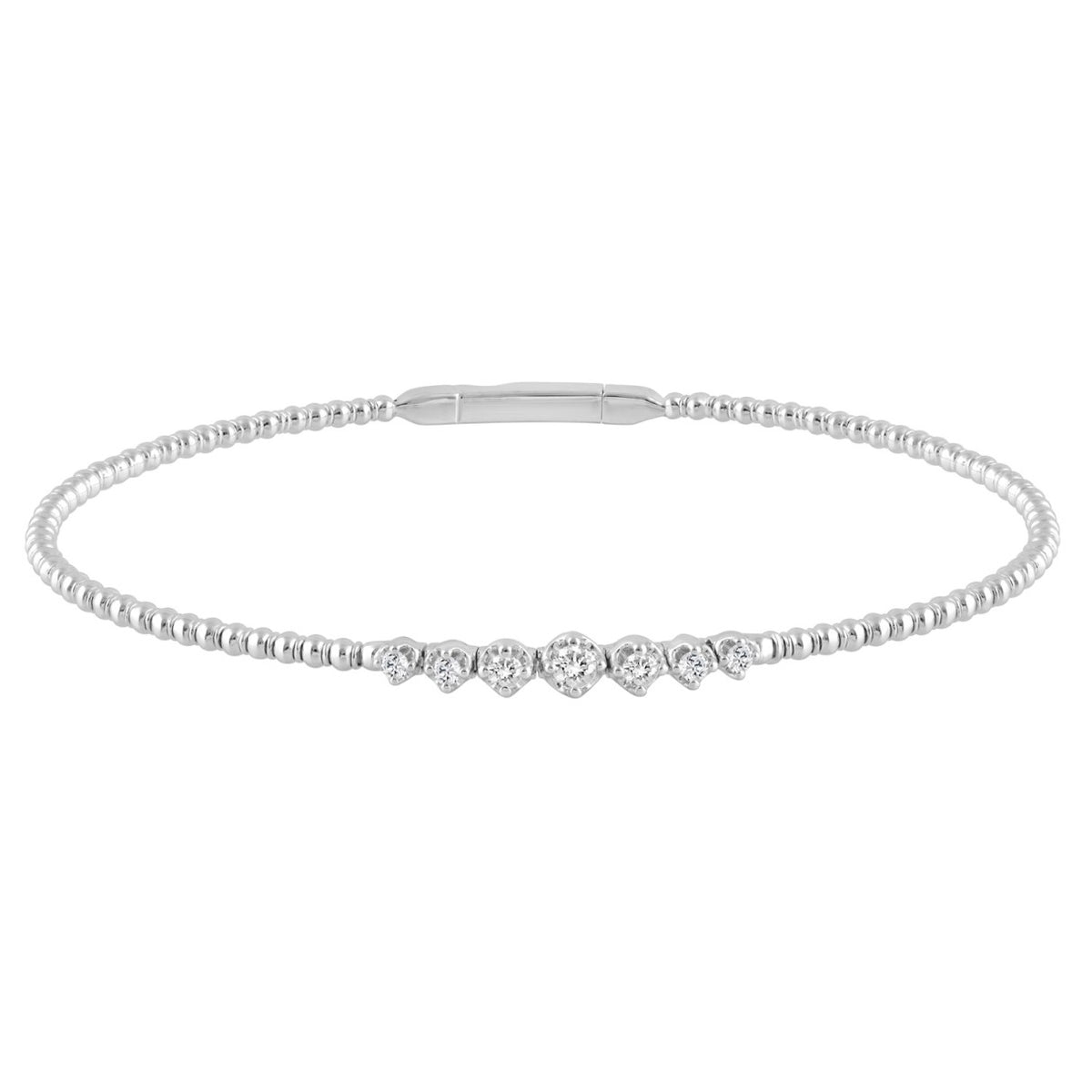 14K WHITE GOLD 1/4CT ROUND DIAMOND LADIES BANGLE