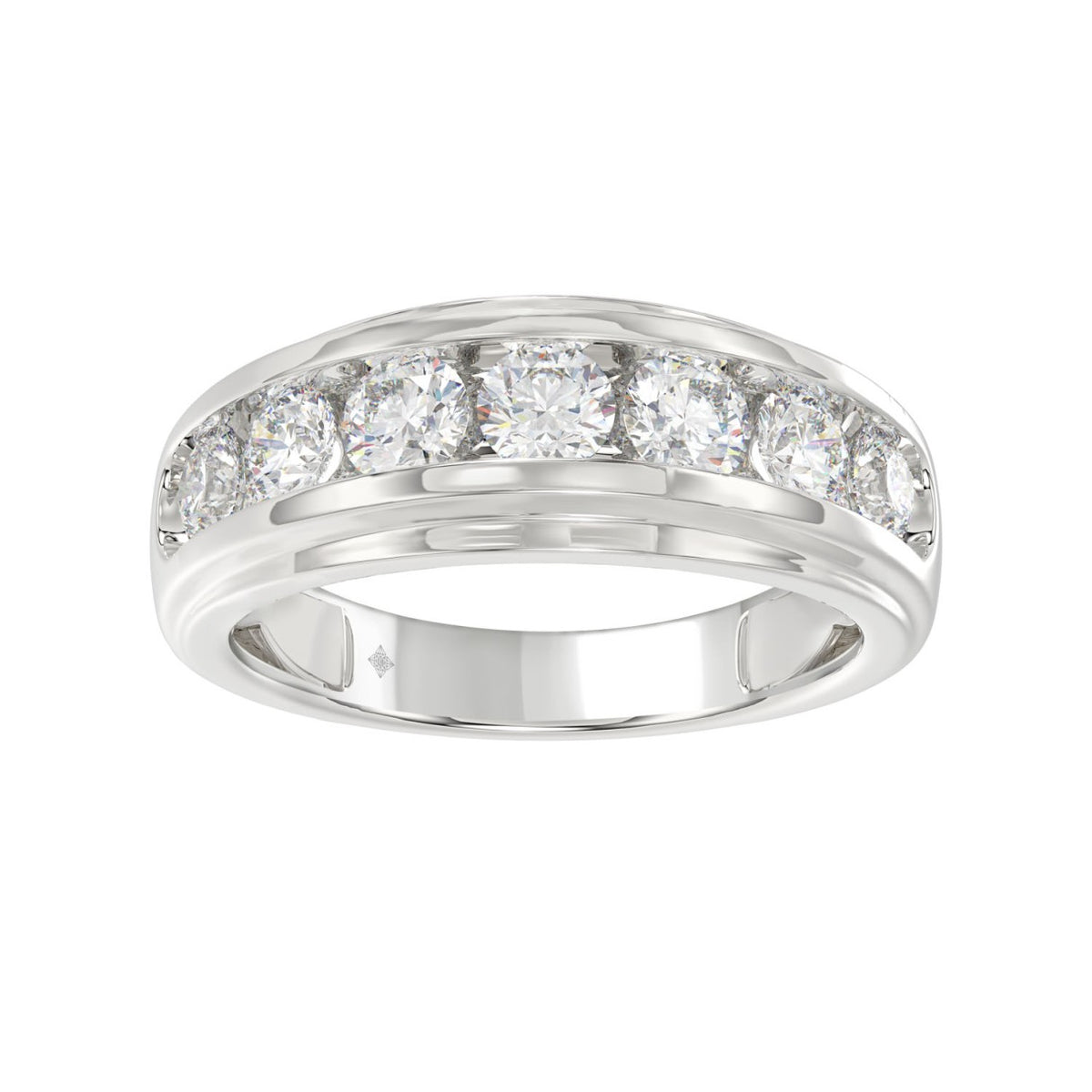 14K WHITE GOLD 2.00CT ROUND DIAMOND MEN'S RING