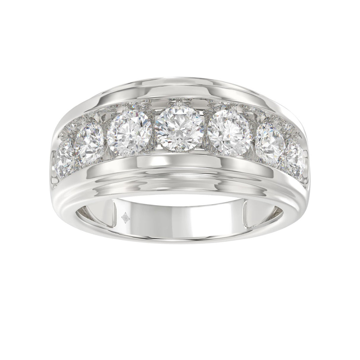 14K WHITE GOLD 3.00CT ROUND DIAMOND MEN'S RING