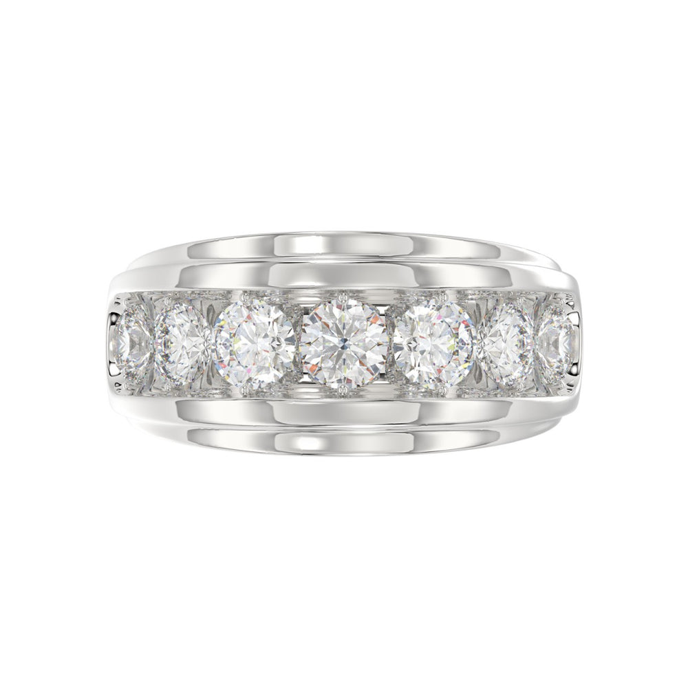 14K WHITE GOLD 3.00CT ROUND DIAMOND MEN'S BAND