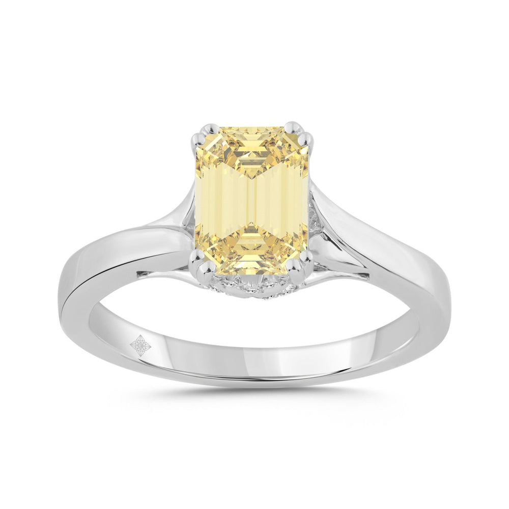14K WHITE GOLD 1 5/8CT ROUND/YELLOW EMERALD DIAMOND LADIES RING (CENTER STONE YELLOW EMERALD DIAMOND 1 1/2CT)