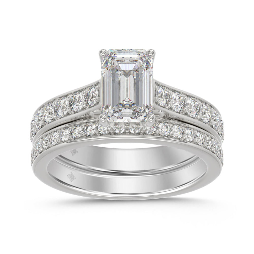 14K WHITE GOLD 2 1/2CT ROUND/EMERALD DIAMOND LADIES BRIDAL SET (CENTER STONE EMERALD DIAMOND 1 5/8CT)