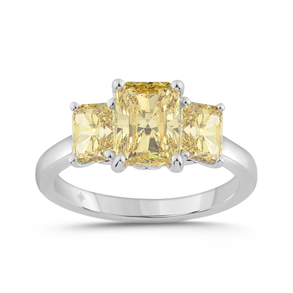 14K WHITE GOLD 2 1/2CT YELLOW RADIANT DIAMOND LADIES RING (CENTER STONE YELLOW RADIANT DIAMOND 1 1/2CT)