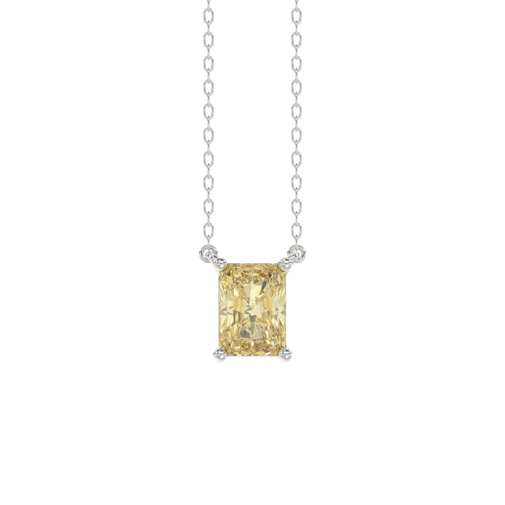 14K WHITE GOLD 1.00CT YELLOW RADIANT DIAMOND LADIES PENDANT