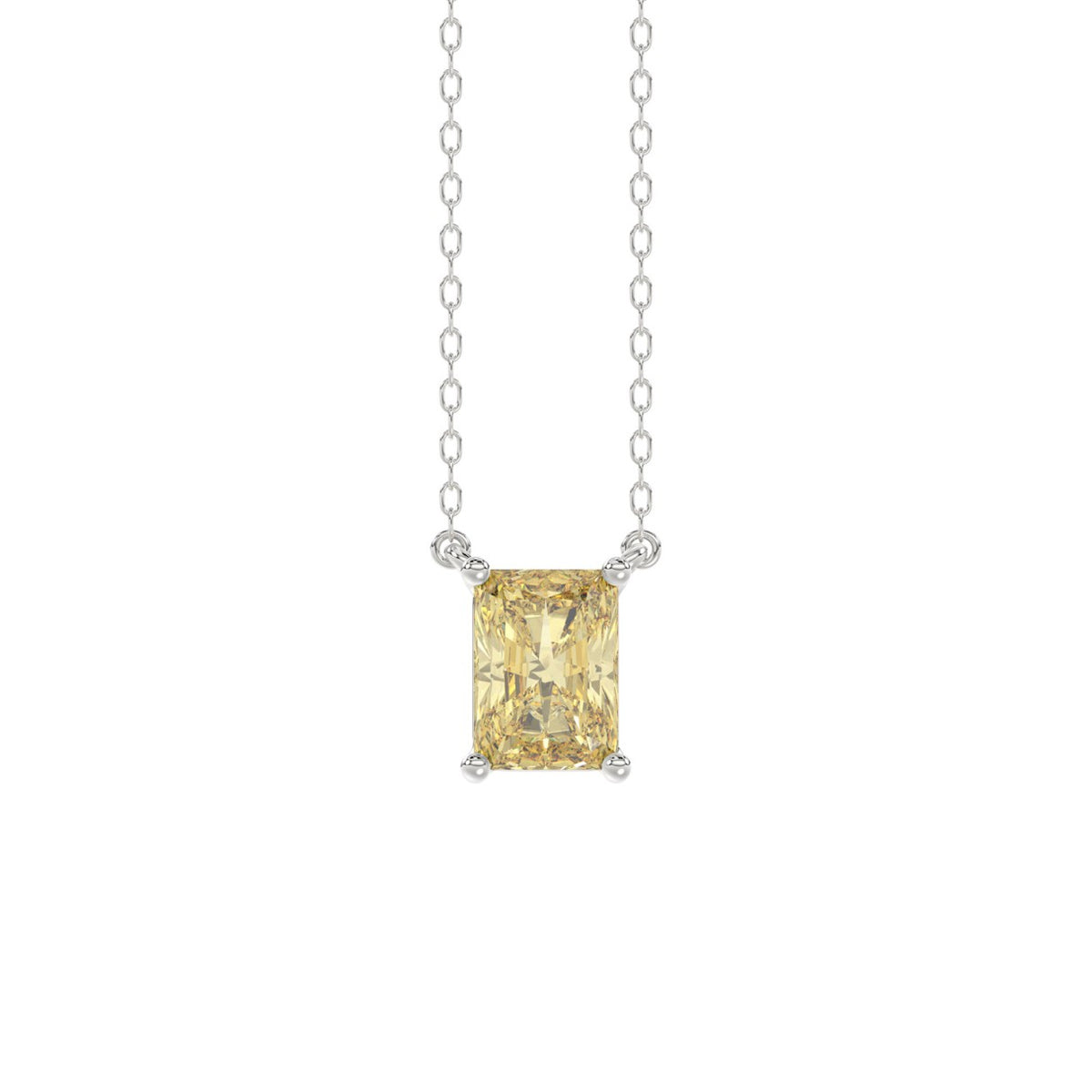 14K WHITE GOLD 1.00CT YELLOW RADIANT DIAMOND LADIES PENDANT