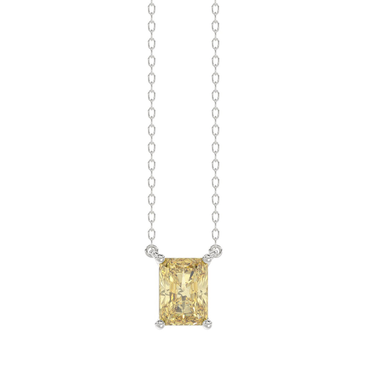 14K WHITE GOLD 1.00CT YELLOW RADIANT DIAMOND LADIES PENDANT
