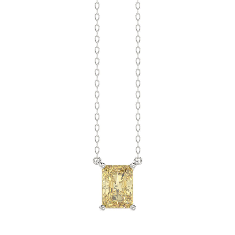 14K WHITE GOLD 1.00CT YELLOW RADIANT DIAMOND LADIES PENDANT