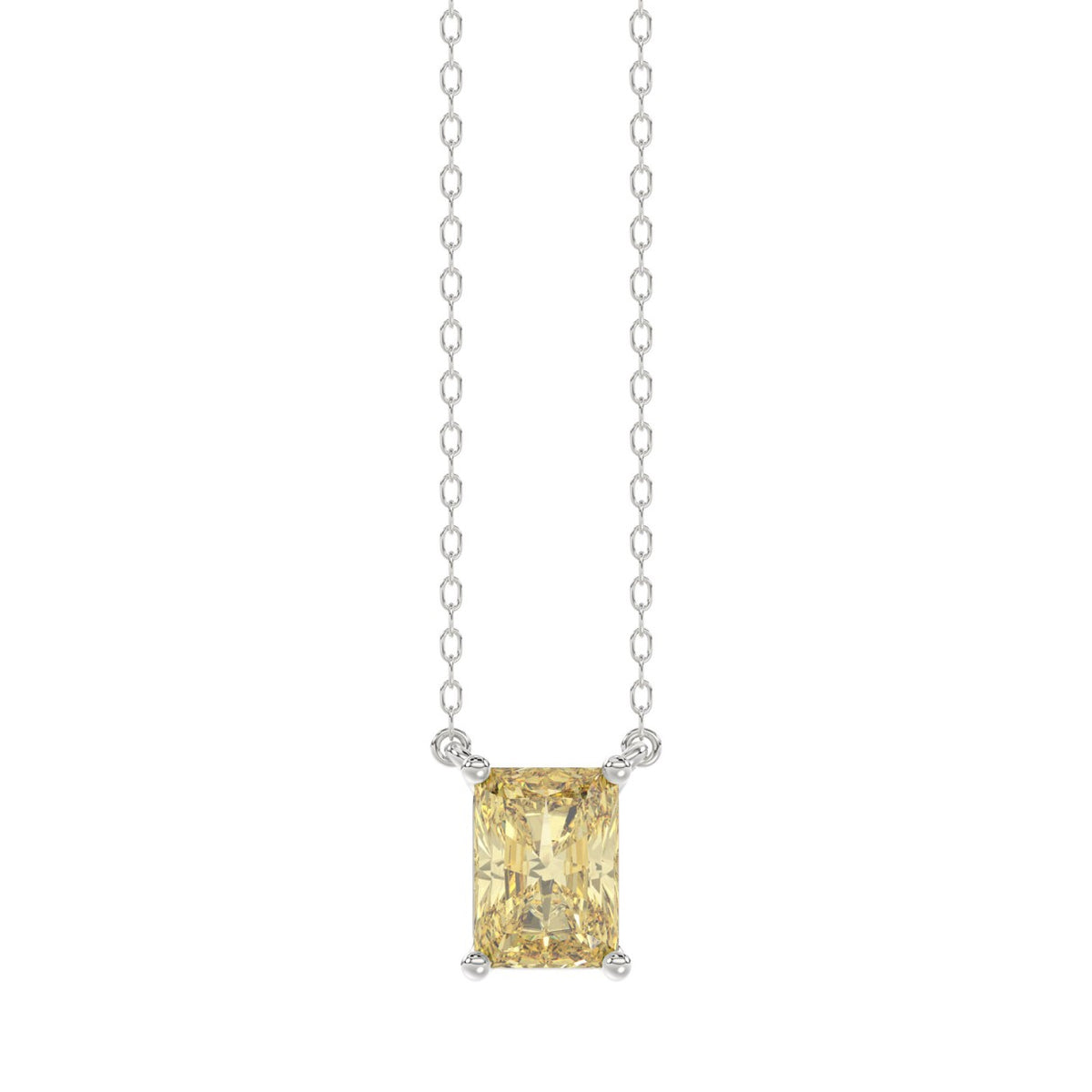 14K WHITE GOLD 1.00CT YELLOW RADIANT DIAMOND LADIES PENDANT