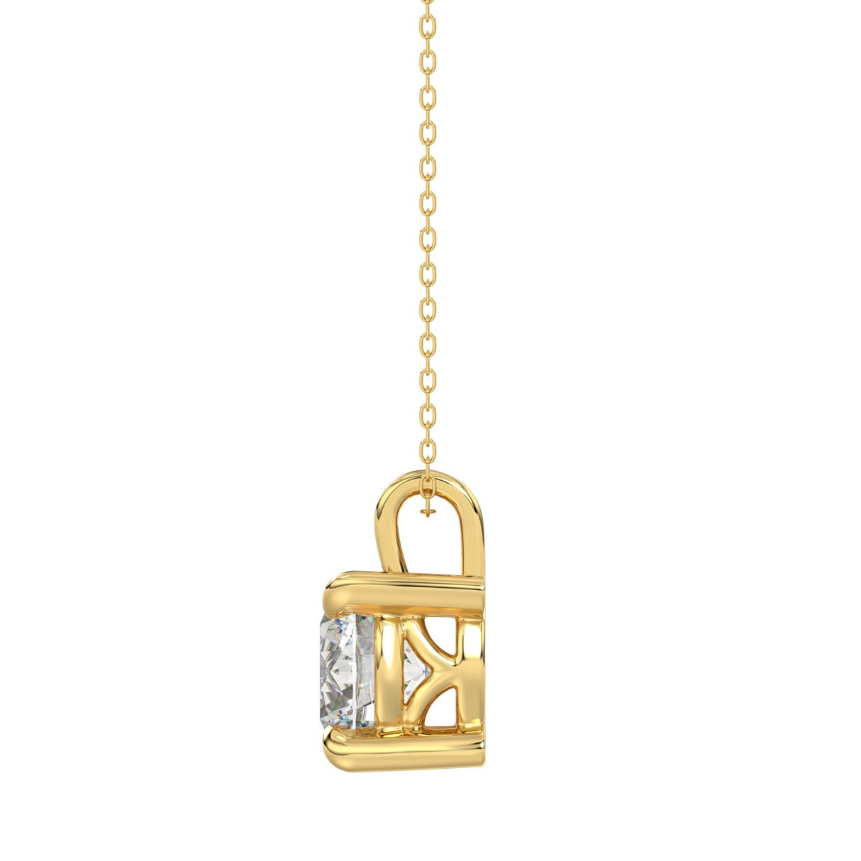 14K YELLOW GOLD 1.00CT ROUND DIAMOND SOLITAIRE PENDANT WITH CHAIN (TALON CLAWS)