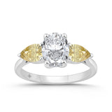 14K WHITE GOLD 2 1/2CT OVAL/YELLOW PEAR DIAMOND LADIES RING (CENTER STONE OVAL DIAMOND 1 1/2CT)