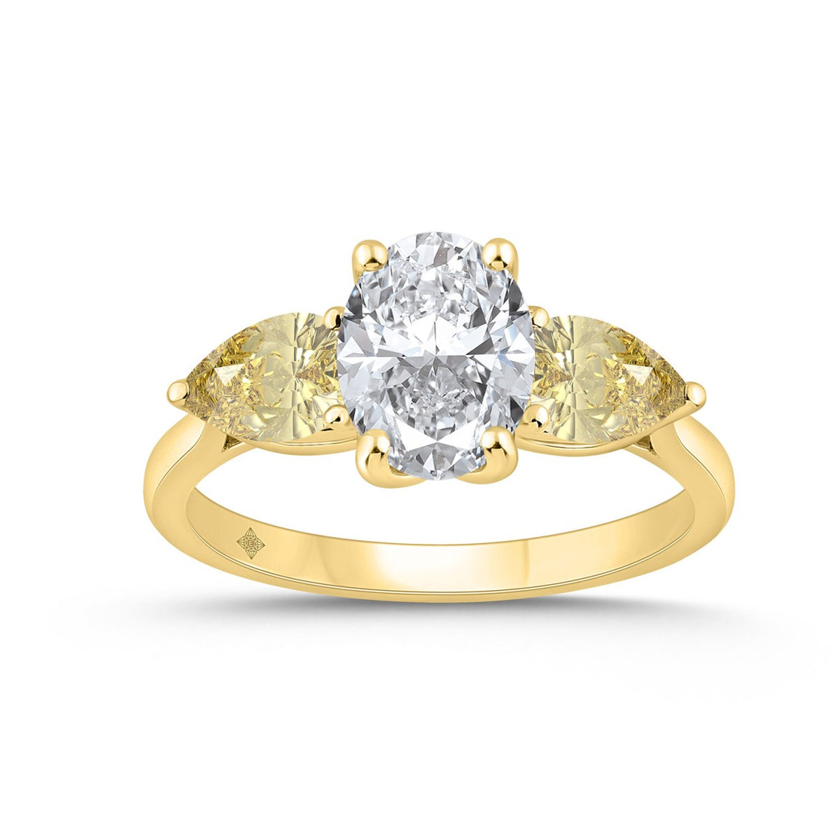 14K YELLOW GOLD 2 1/2CT OVAL/YELLOW PEAR DIAMOND LADIES RING (CENTER STONE OVAL DIAMOND 1 1/2CT)