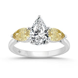 14K WHITE GOLD 2 1/4CT YELLOW PEAR DIAMOND LADIES RING (CENTER STONE PEAR DIAMOND 1 1/5CT)