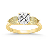 14K YELLOW GOLD 2 5/8CT CUSHION/YELLOW PEAR DIAMOND LADIES RING (CENTER STONE CUSHION DIAMOND 1 1/2CT)