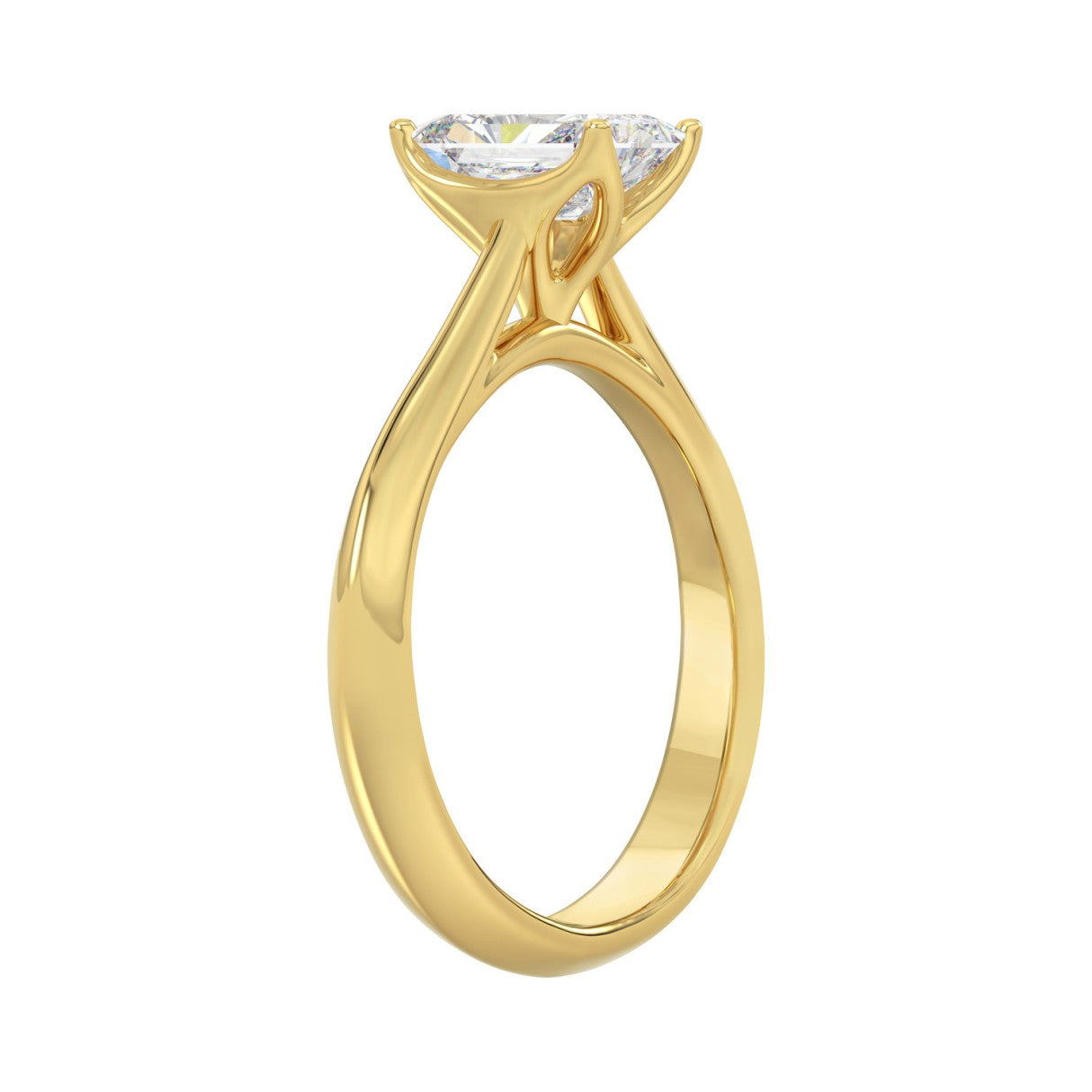 14K YELLOW GOLD 1 1/2CT RADIANT DIAMOND LADIES SOLITAIRE RING