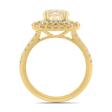 14K YELLOW GOLD 2 3/4CT ROUND/CUSHION DIAMOND LADIES RING (CENTER STONE YELLOW CUSHION DIAMOND 2CT)