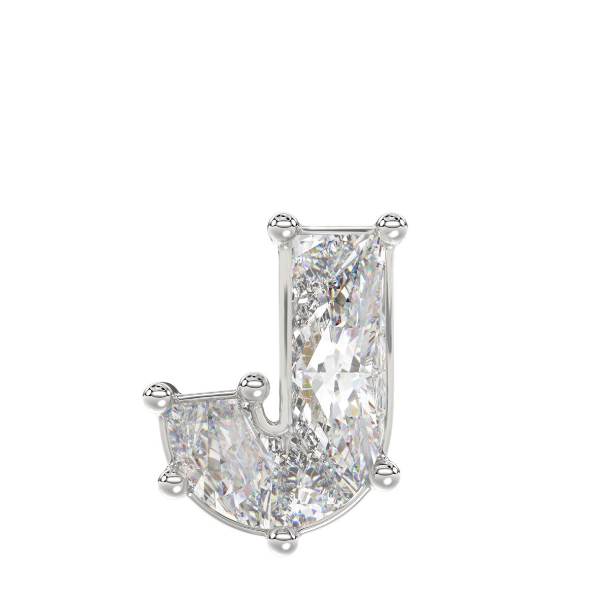 14K WHITE GOLD 7/8CT FANCY CUT ALPHABET DIAMOND MEN'S CHARM PENDANT