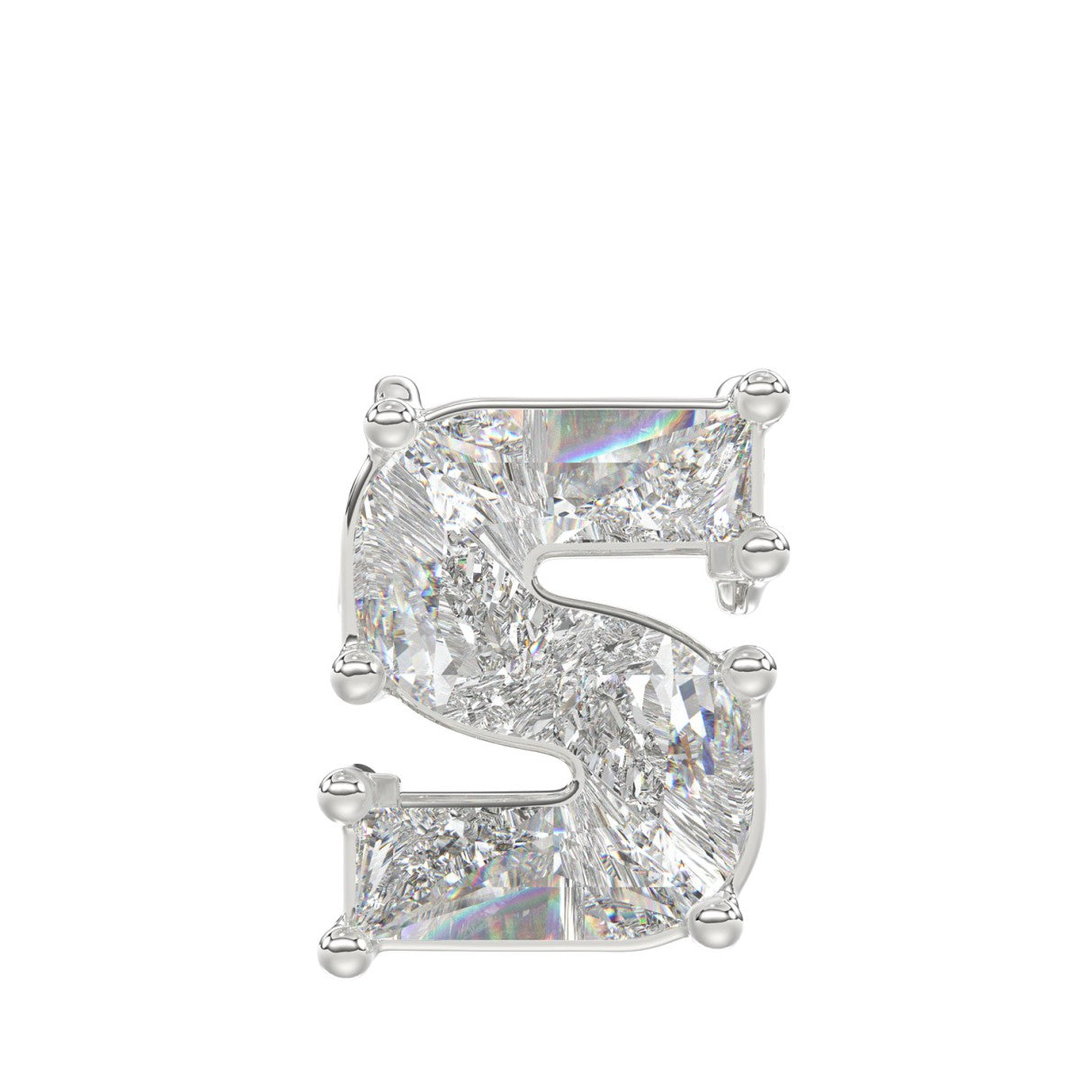 14K WHITE GOLD 1 3/4CT FANCY CUT ALPHABET DIAMOND MEN'S CHARM PENDANT