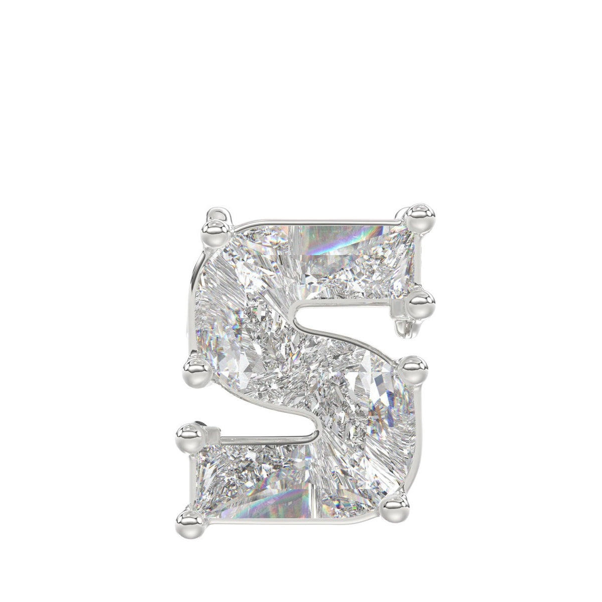 14K WHITE GOLD 1 3/4CT FANCY CUT ALPHABET DIAMOND MEN'S CHARM PENDANT