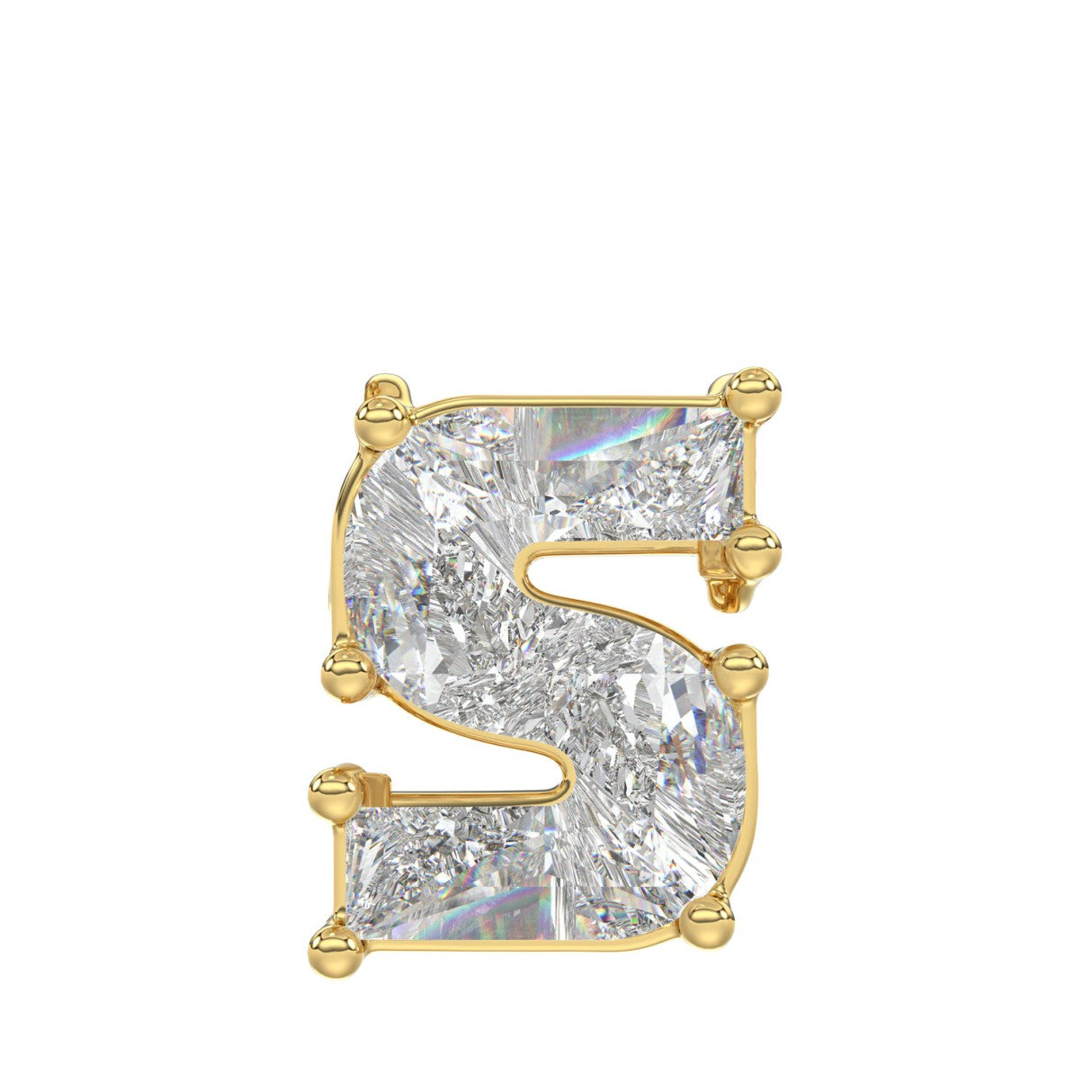 14K YELLOW GOLD 1 3/4CT FANCY CUT ALPHABET DIAMOND MEN'S CHARM PENDANT