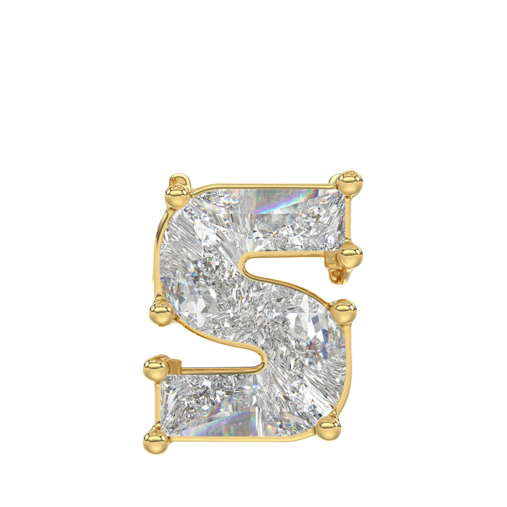 14K YELLOW GOLD 1 3/4CT FANCY CUT ALPHABET DIAMOND MEN'S CHARM PENDANT