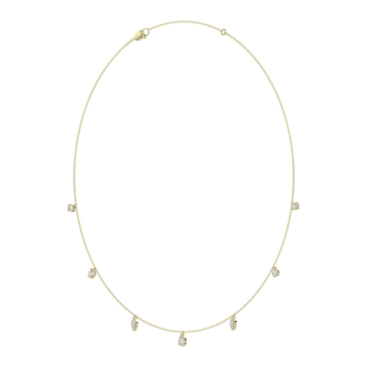 10K YELLOW GOLD 1.00CT ROUND/PEAR/MARQUISE/OVAL DIAMOND LADIES NECKLACE
