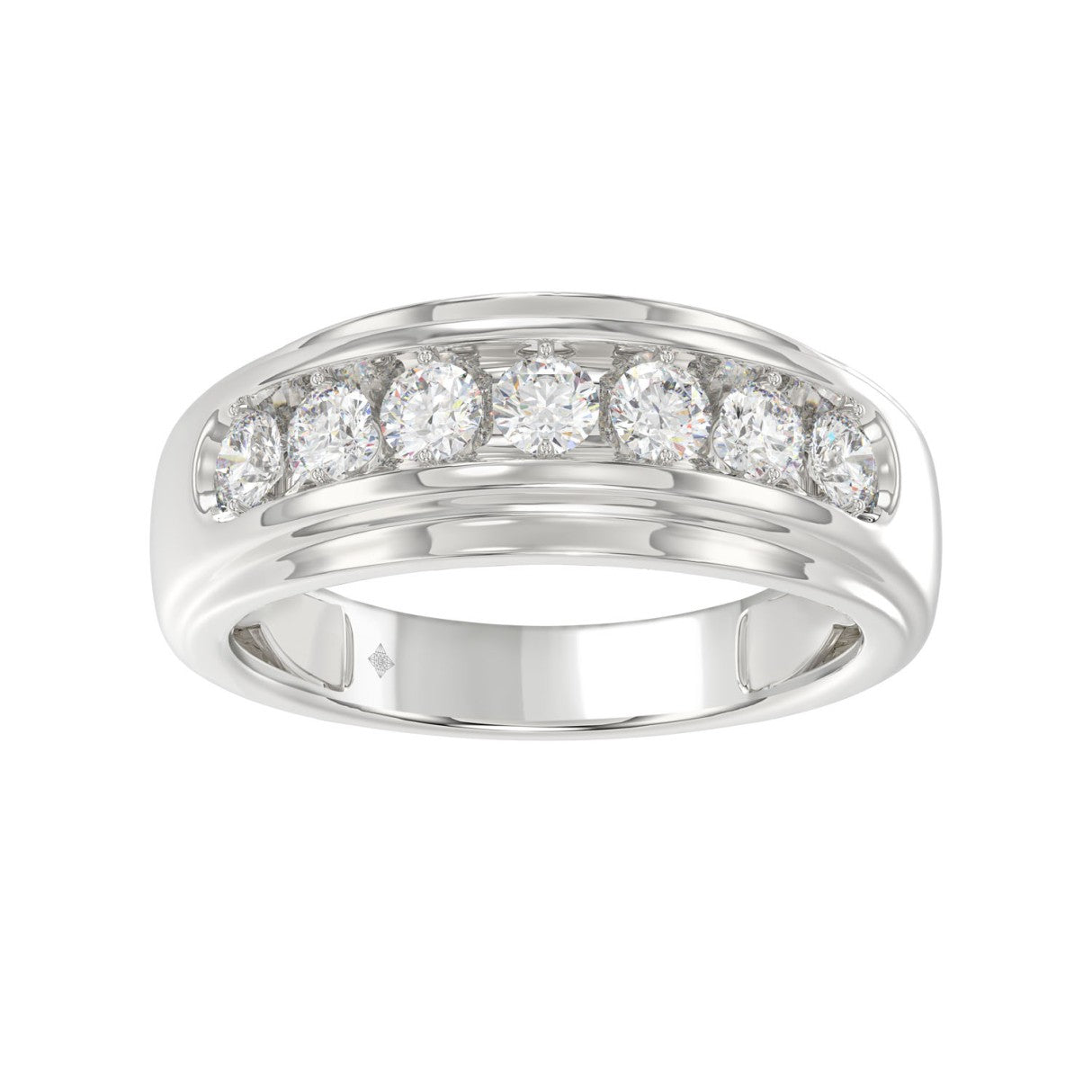 14K WHITE GOLD 1.00CT ROUND DIAMOND MEN'S RING