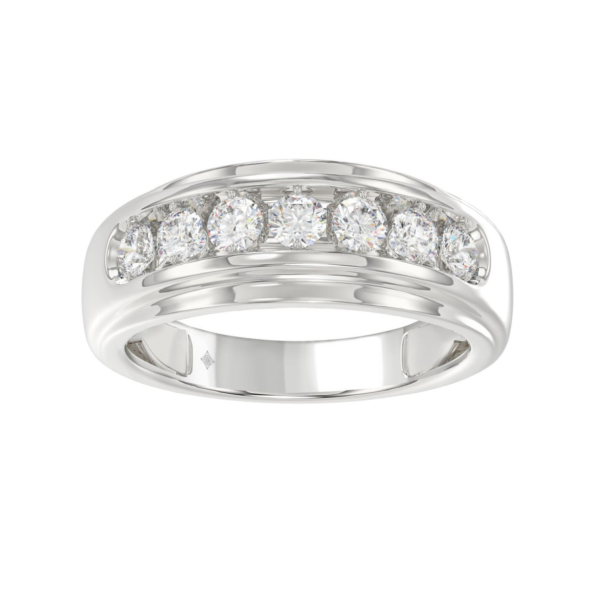 14K WHITE GOLD 1.00CT ROUND DIAMOND MEN'S RING
