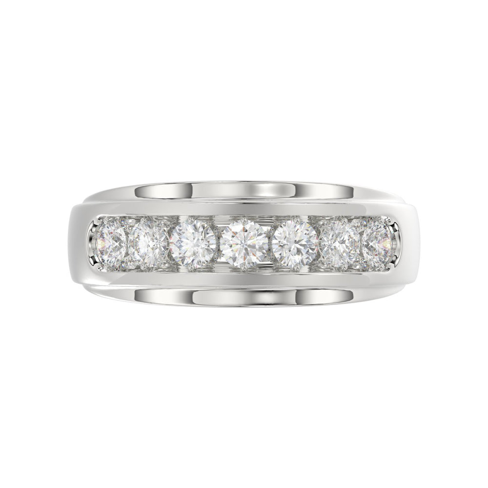 14K WHITE GOLD 1.00CT ROUND DIAMOND MEN'S BAND