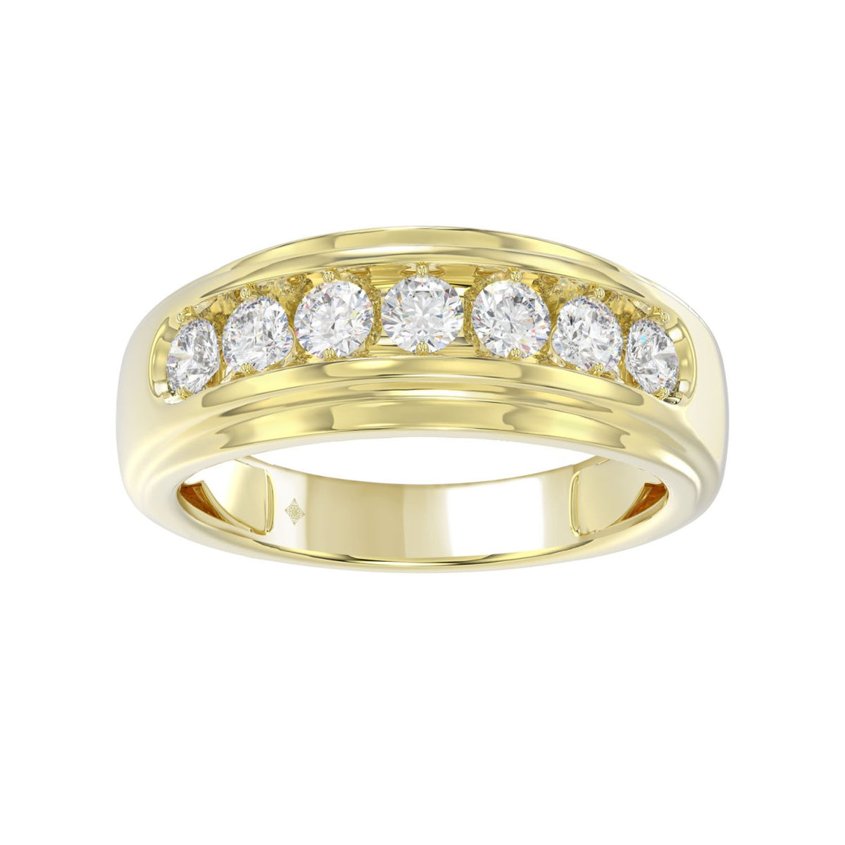 14K YELLOW GOLD 1.00CT ROUND DIAMOND MEN'S RING