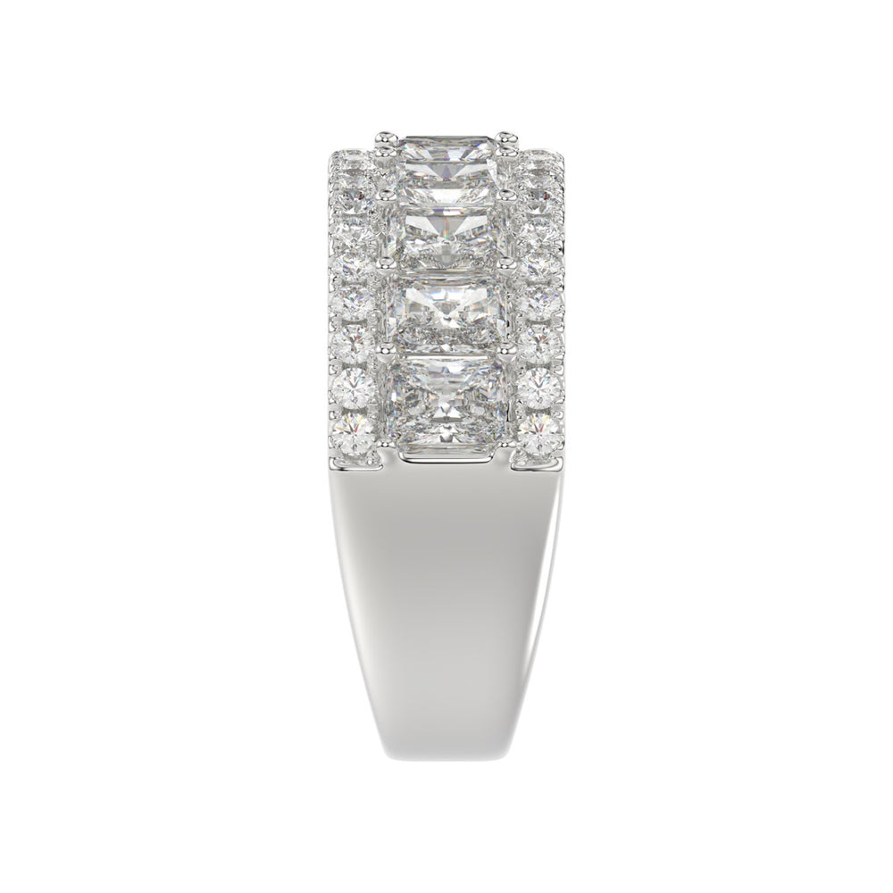 3.00 CT Fashion Band for Ladies Round &amp; Radiant Cut Diamonds 14K White Gold Luxury Band (Color F-G -Clarity VS1/VS2)