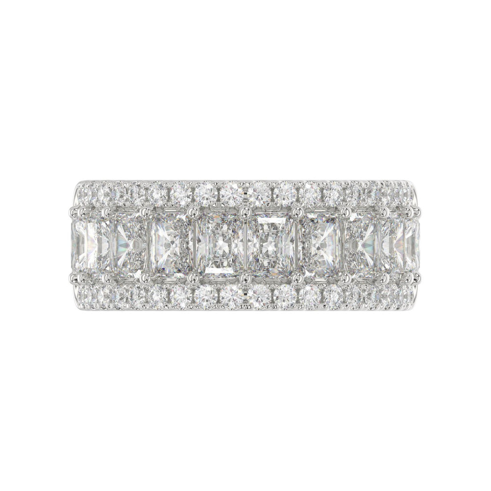 3.00 CT Fashion Band for Ladies Round &amp; Radiant Cut Diamonds 14K White Gold Luxury Band (Color F-G -Clarity VS1/VS2)