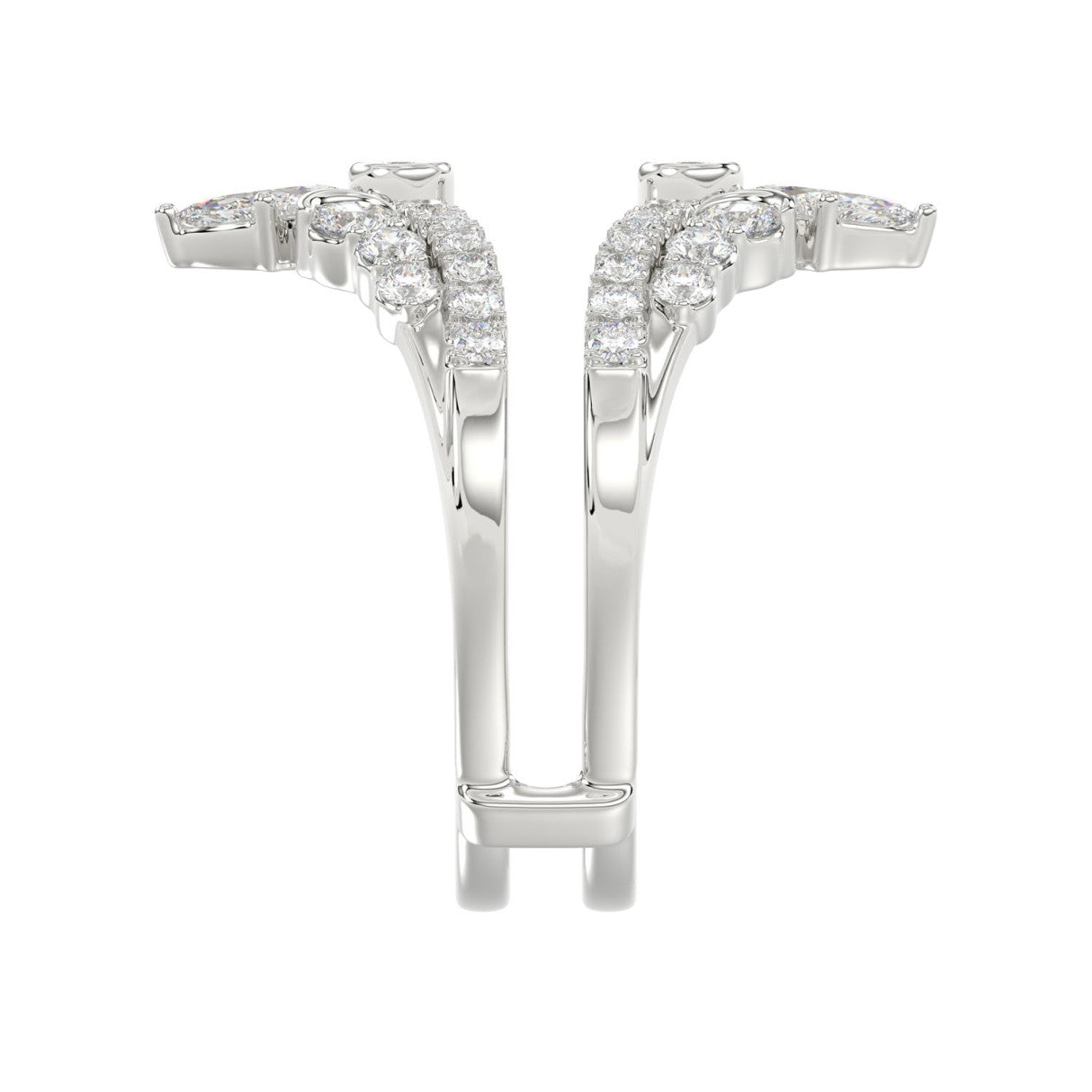 14K WHITE GOLD 1.00CT ROUND/MARQUISE DIAMOND LADIES RING