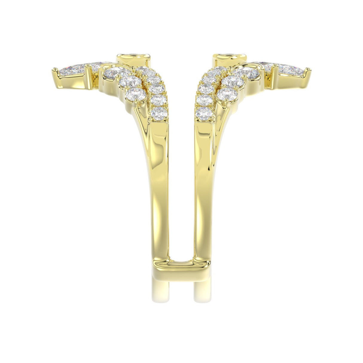 14K YELLOW GOLD 1.00CT ROUND/MARQUISE DIAMOND LADIES RING