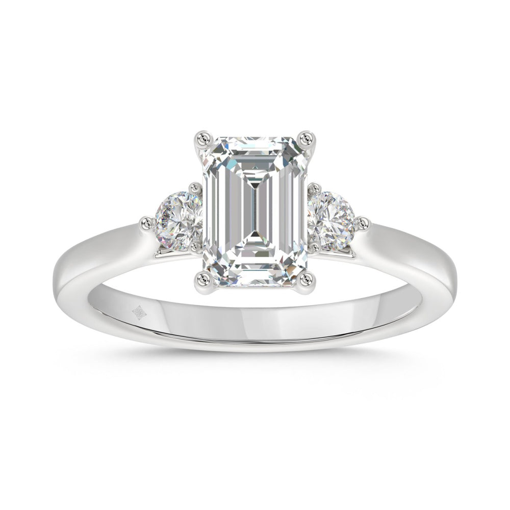 14K WHITE GOLD 2.00CT ROUND/EMERALD DIAMOND LADIES RING