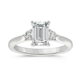 14K WHITE GOLD 2.00CT ROUND/EMERALD DIAMOND LADIES RING