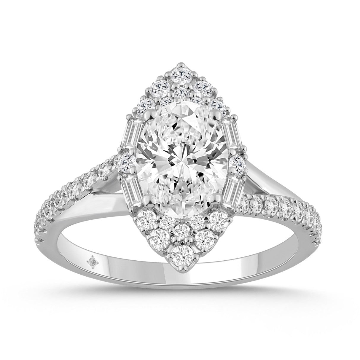14K WHITE GOLD 2.00CT ROUND/OVAL/BAGUETTE DIAMOND LADIES RING