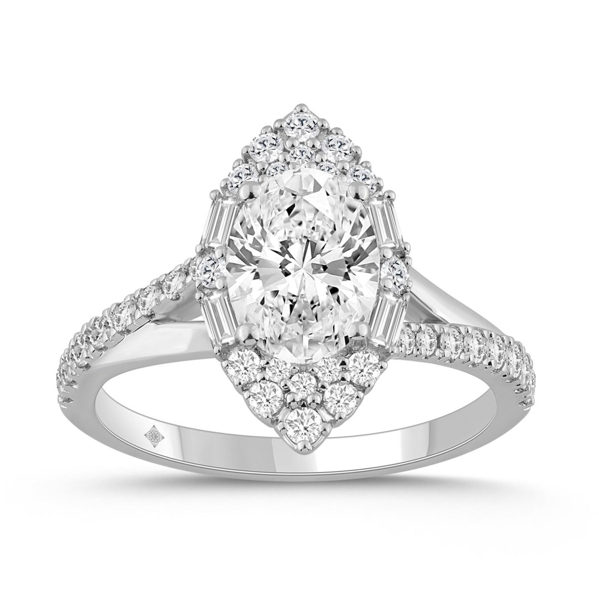 14K WHITE GOLD 2.00CT ROUND/OVAL/BAGUETTE DIAMOND LADIES RING