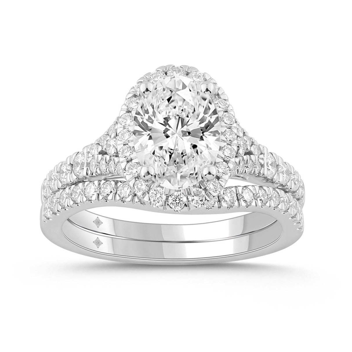 14K WHITE GOLD 2 1/5CT ROUND/OVAL DIAMOND LADIES BRIDAL SET