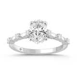 14K WHITE GOLD 1 5/8CT ROUND/OVAL DIAMOND LADIES RING 