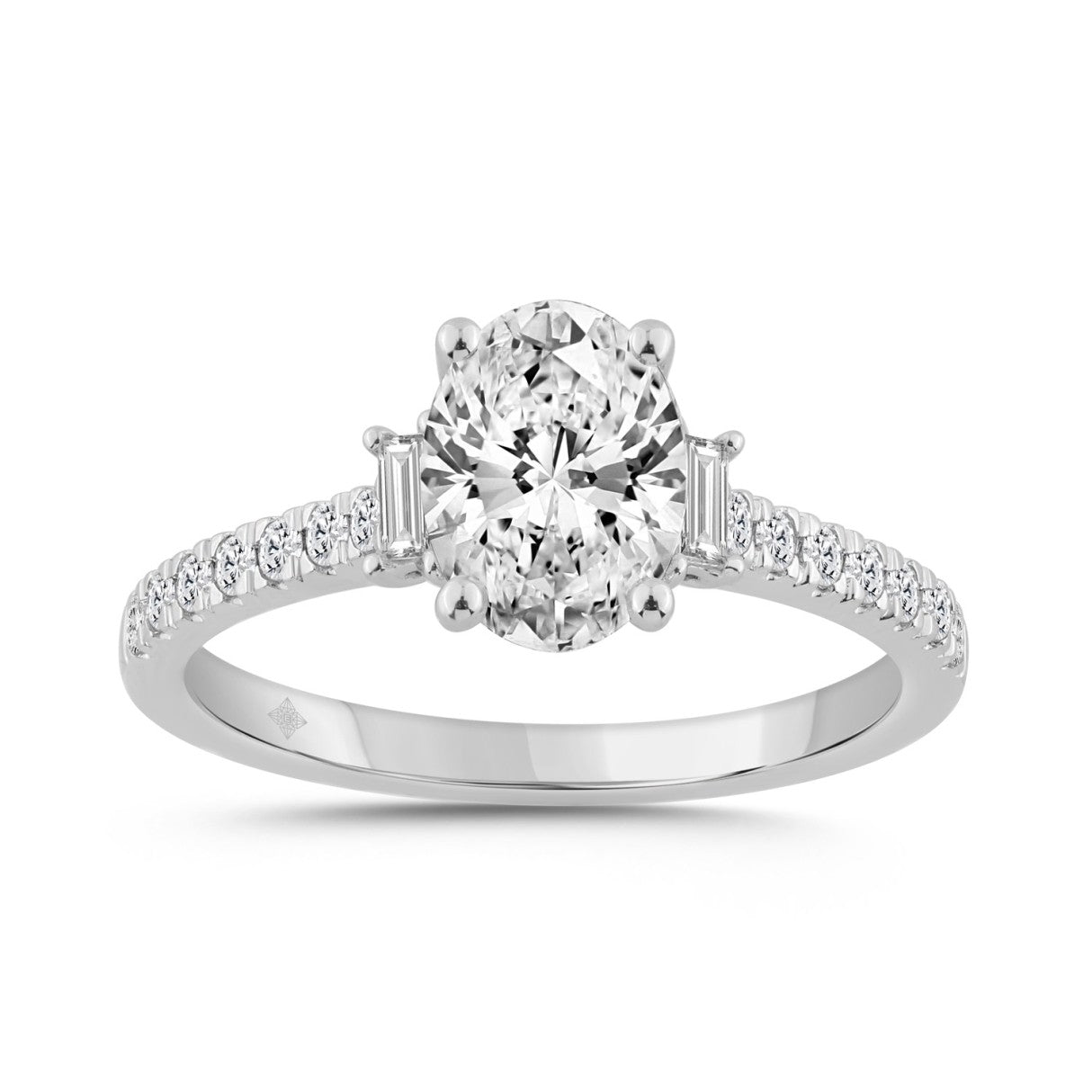 14K WHITE GOLD 1 1/2CT ROUND/OVAL/BAGUETTE DIAMOND LADIES RING 