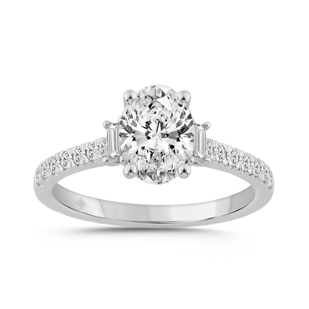 14K WHITE GOLD 1 1/2CT ROUND/OVAL/BAGUETTE DIAMOND LADIES RING 