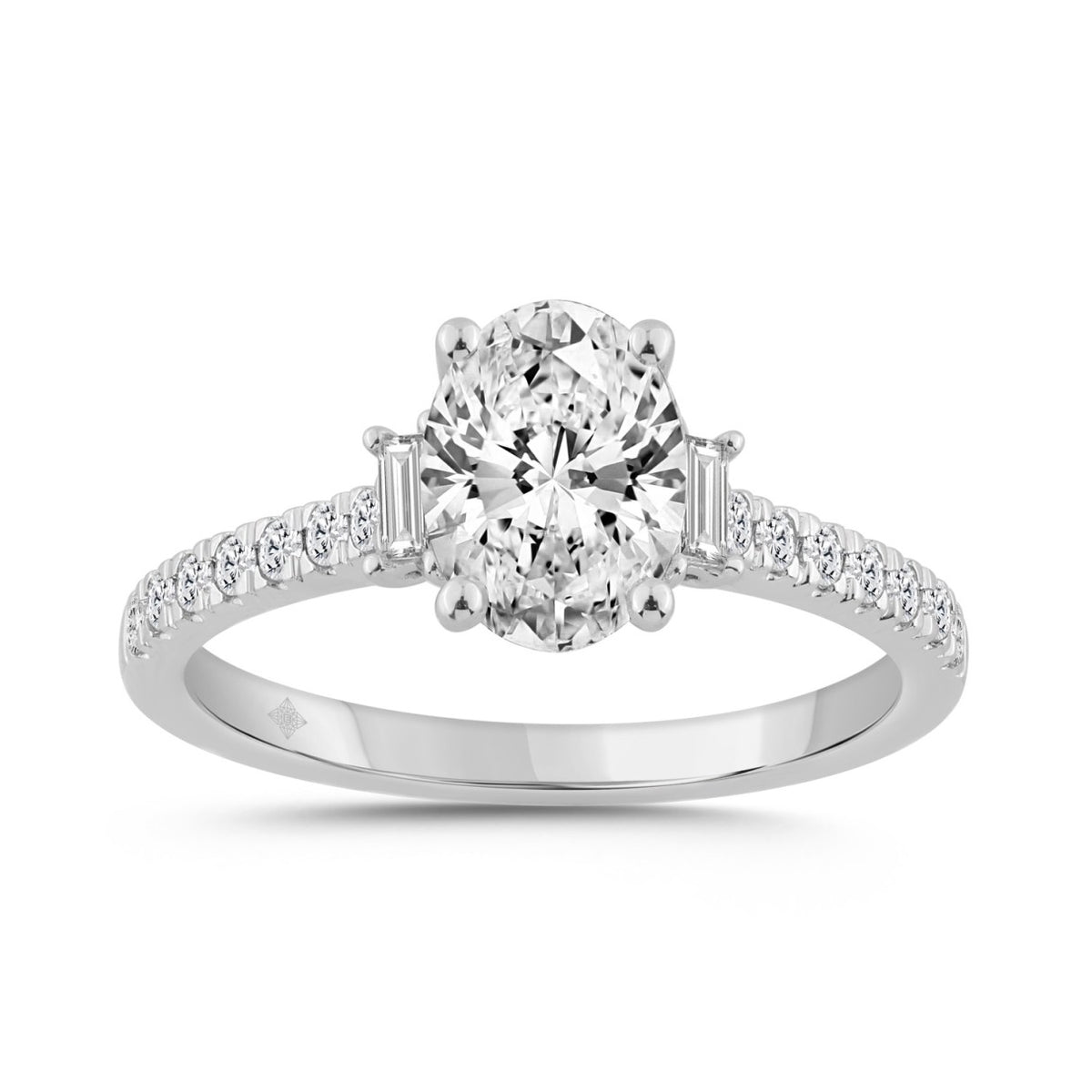 14K WHITE GOLD 1 1/2CT ROUND/OVAL/BAGUETTE DIAMOND LADIES RING 