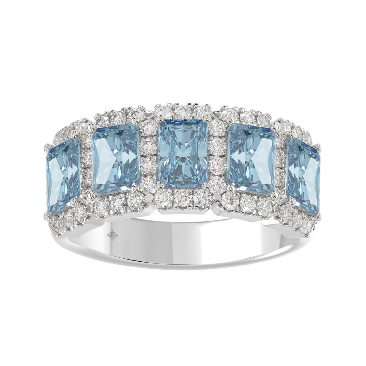 14K WHITE GOLD 3.00CT ROUND/BLUE RADIANT DIAMOND LADIES RING (BLUE RADIANT DIAMOND 2 1/2CT)